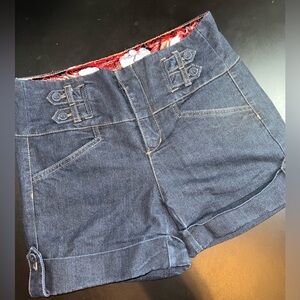 One 5 One Dark Blue Cuffed Shorts Size 4 EUC